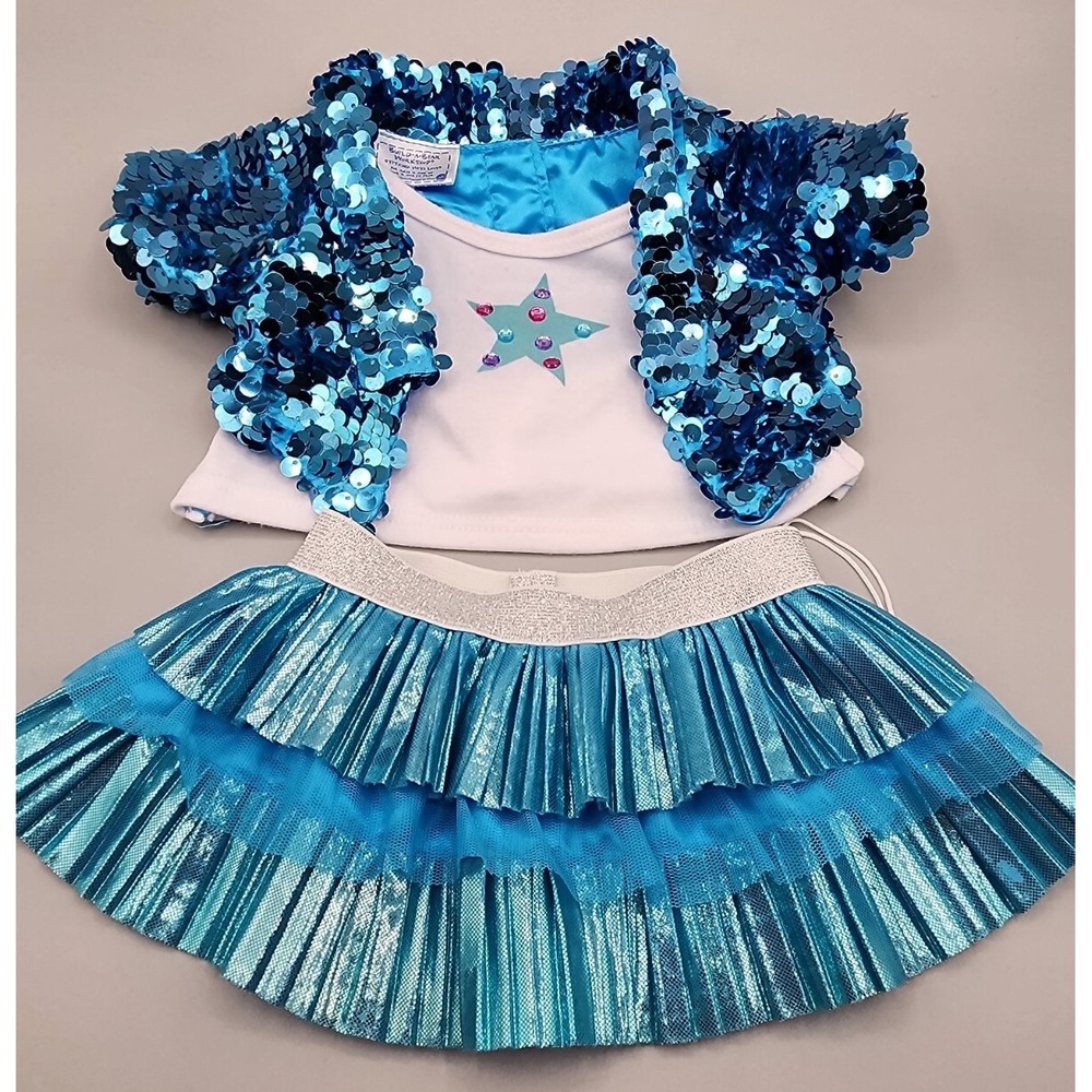 Build A Bear BAB Turquoise Bling Skirt‎ Outfit Tutu Set